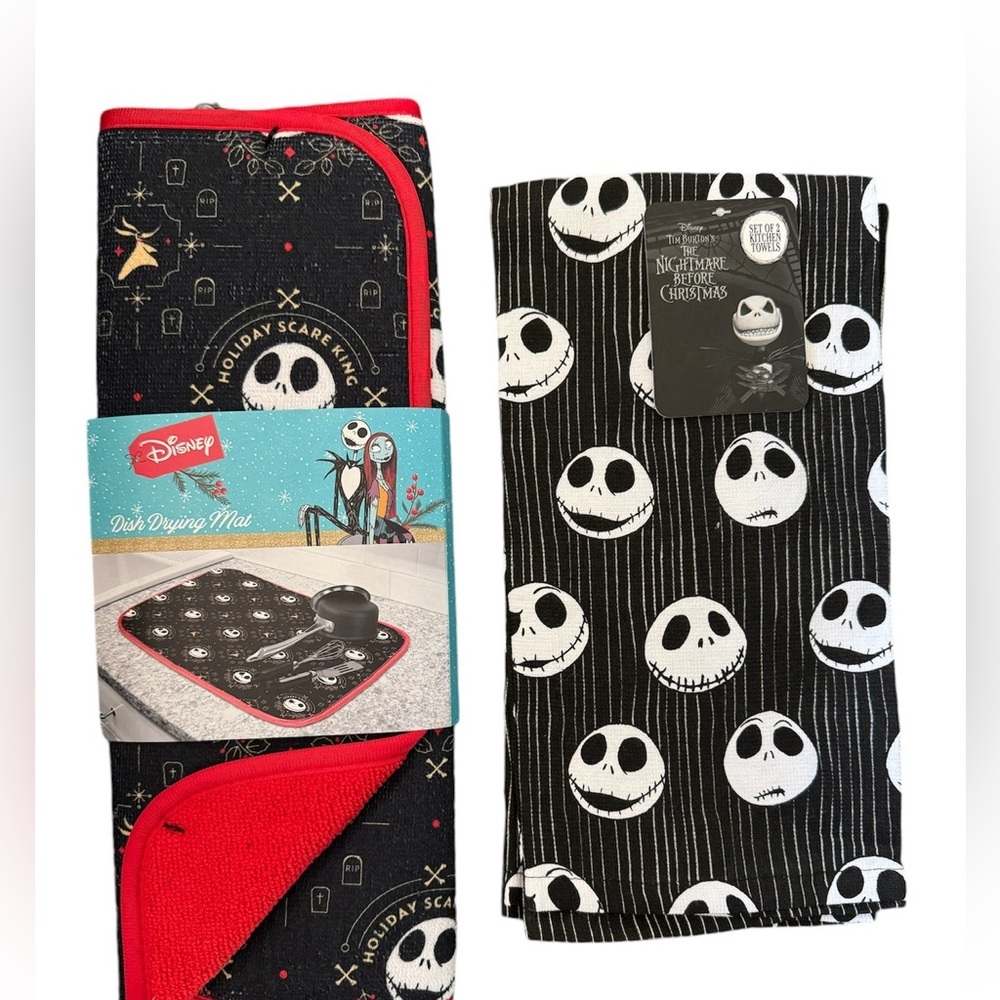 Nightmare before Christmas Bundle Drying Dish Mat And 2 Pack Kitchen Towels.